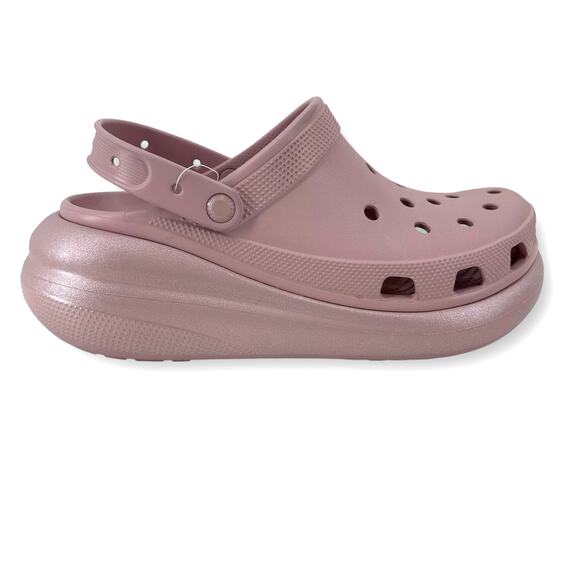Crocs Classic Crush Shimmer Clogs Clay Pink Mens Size 12 Chunky Platform - Picture 2 of 6